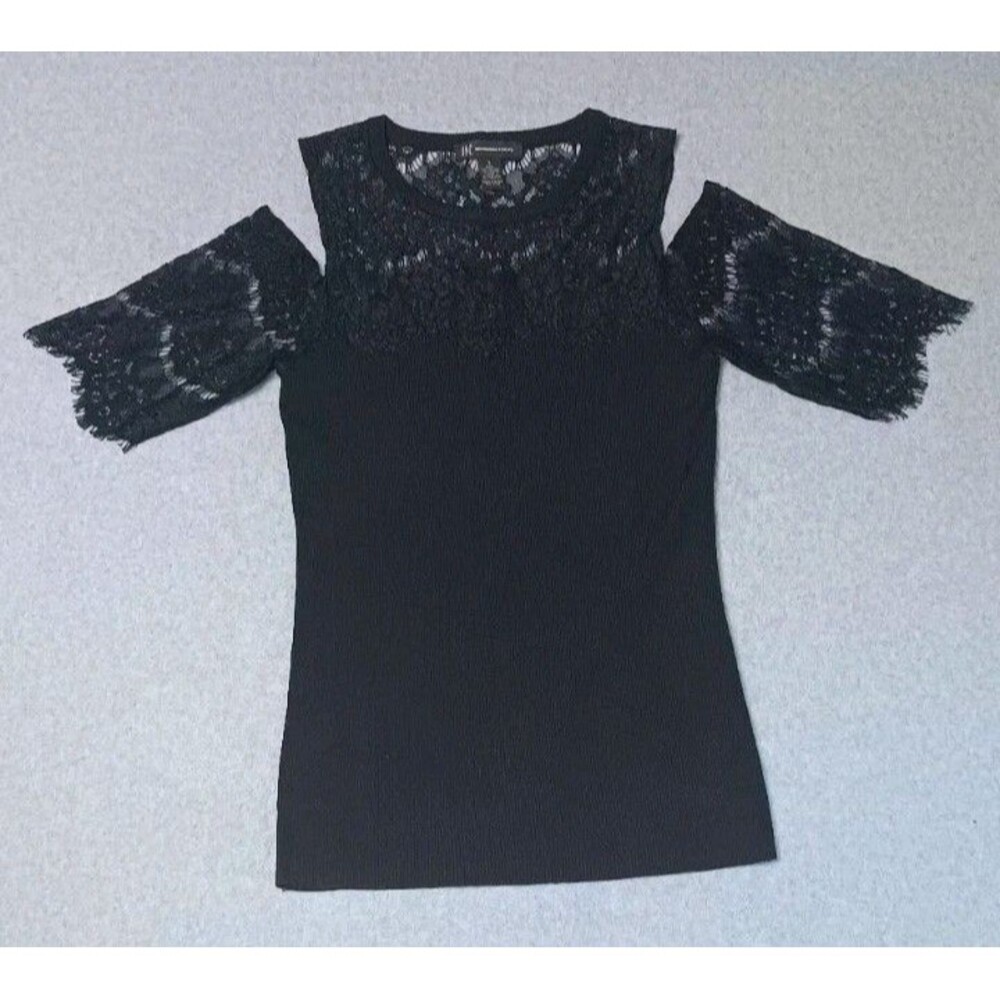 International Concepts Cold Shoulder Lace Blouse S Black Whimsigoth Dark Fairy - Picture 1 of 12